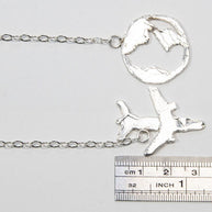 dainty_plane_and_globe_charm_necklace_handmade