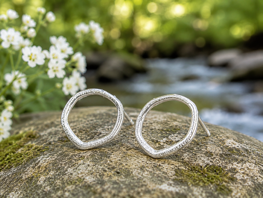 "BIg Cheery-O" Circle Sterling Silver Post Earrings