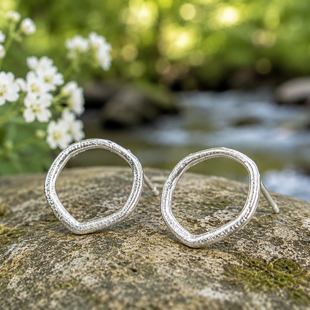 "BIg Cheery-O" Circle Sterling Silver Post Earrings