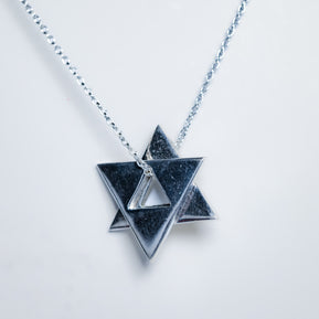 Big Star of David Sterling Silver Necklace