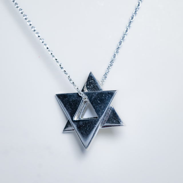 Big Star of David Sterling Silver Necklace
