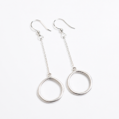 Big Cheery-O- Large Handmade Sterling Silver Circle Dangle Earrings