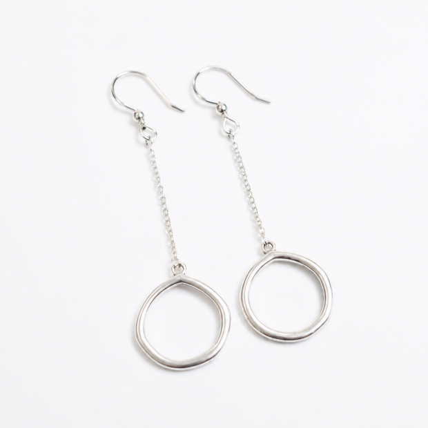 Big Cheery-O- Large Handmade Sterling Silver Circle Dangle Earrings