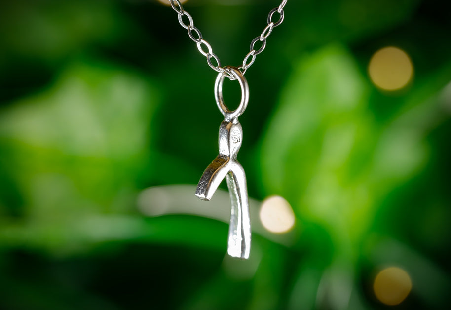 “Lucky Half of the Wishbone” Sterling Silver Necklace