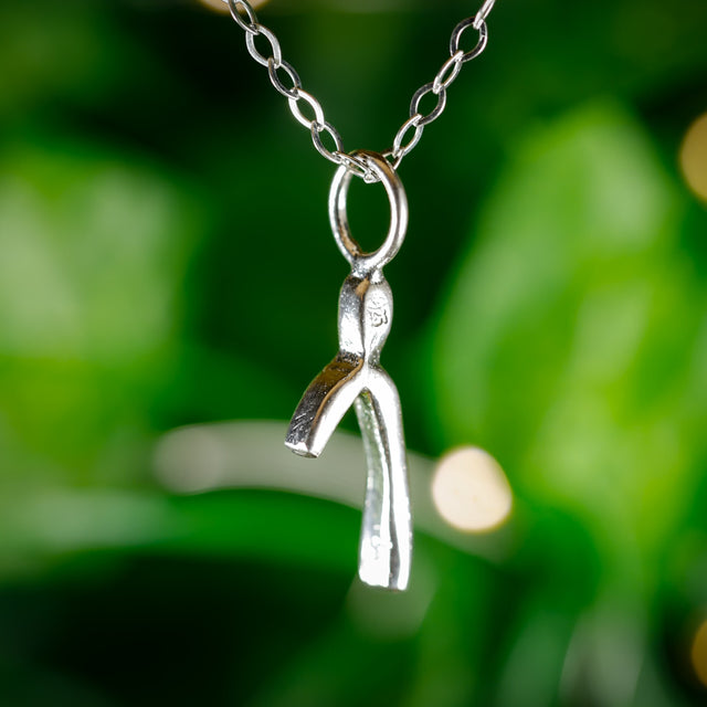“Lucky Half of the Wishbone” Sterling Silver Necklace