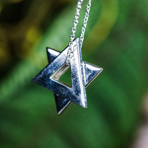 Big Star of David Sterling Silver Necklace