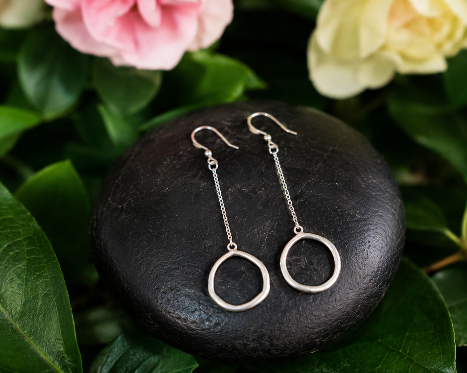 Big Cheery-O- Large Handmade Sterling Silver Circle Dangle Earrings