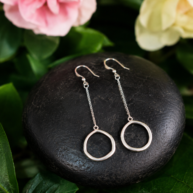 Big Cheery-O- Large Handmade Sterling Silver Circle Dangle Earrings