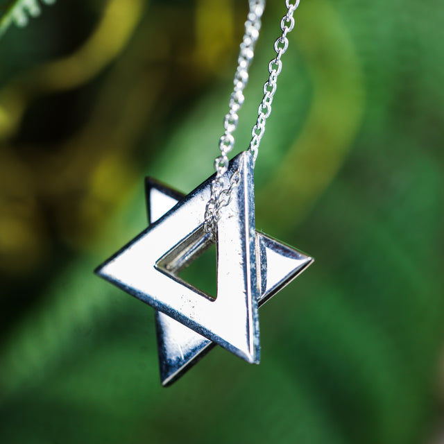 Big Star of David Sterling Silver Necklace