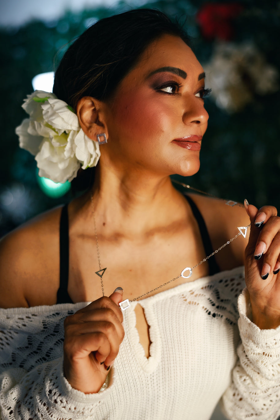 Sterling SIlver Assorted Shape Long Necklace