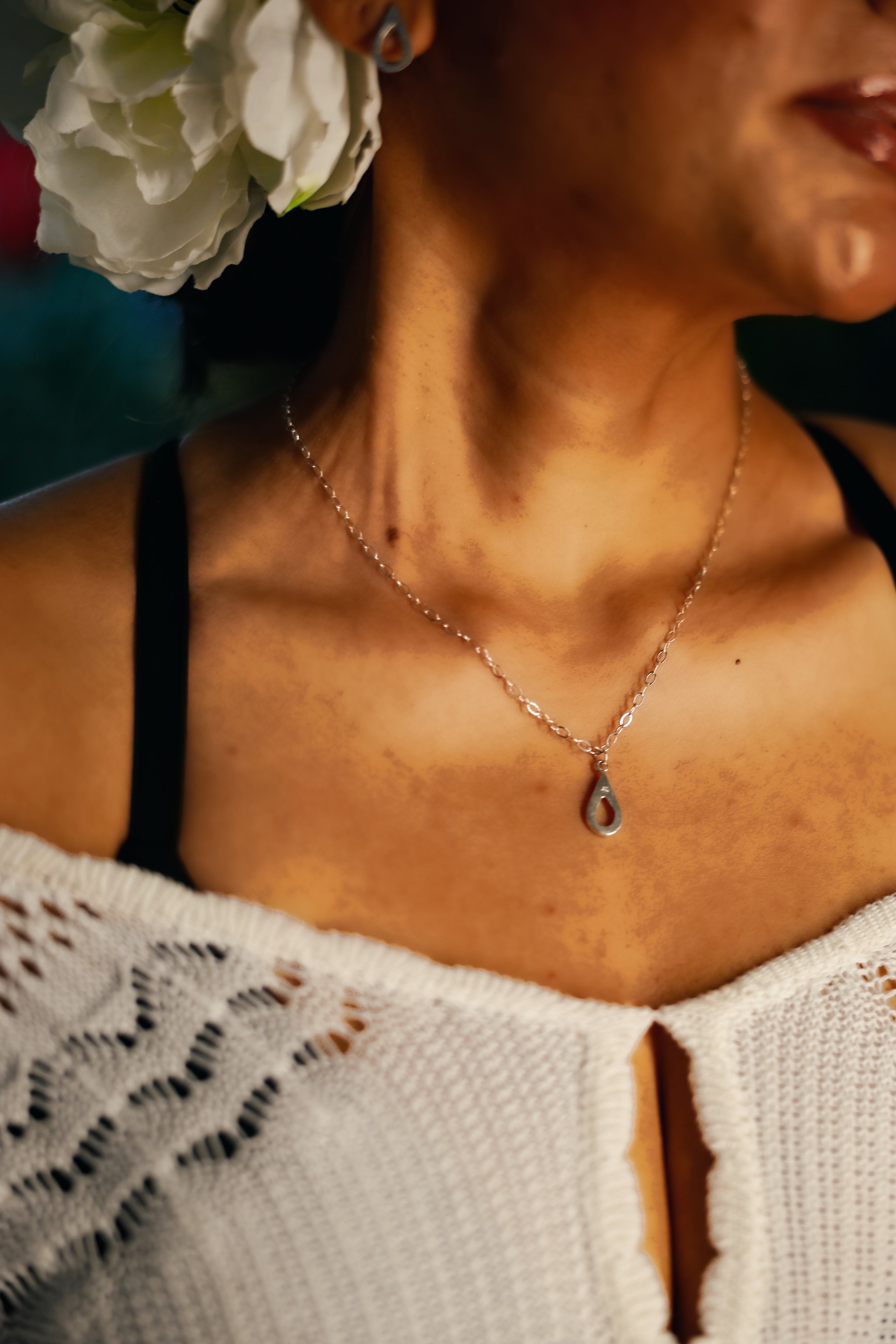 Handmade sterling silver teardrop pendant. A meaningful gift of hope—15% donated to LLS to fund cancer research and support patients.